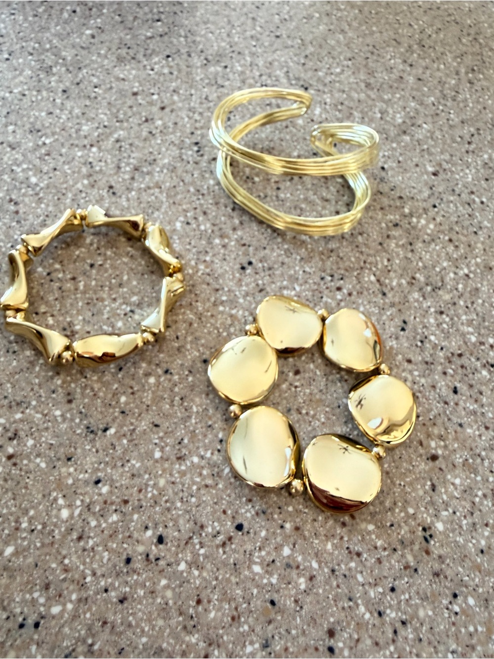 Gold Tone Women's Bracelet Set - Elegant Gold Stretch Bangles